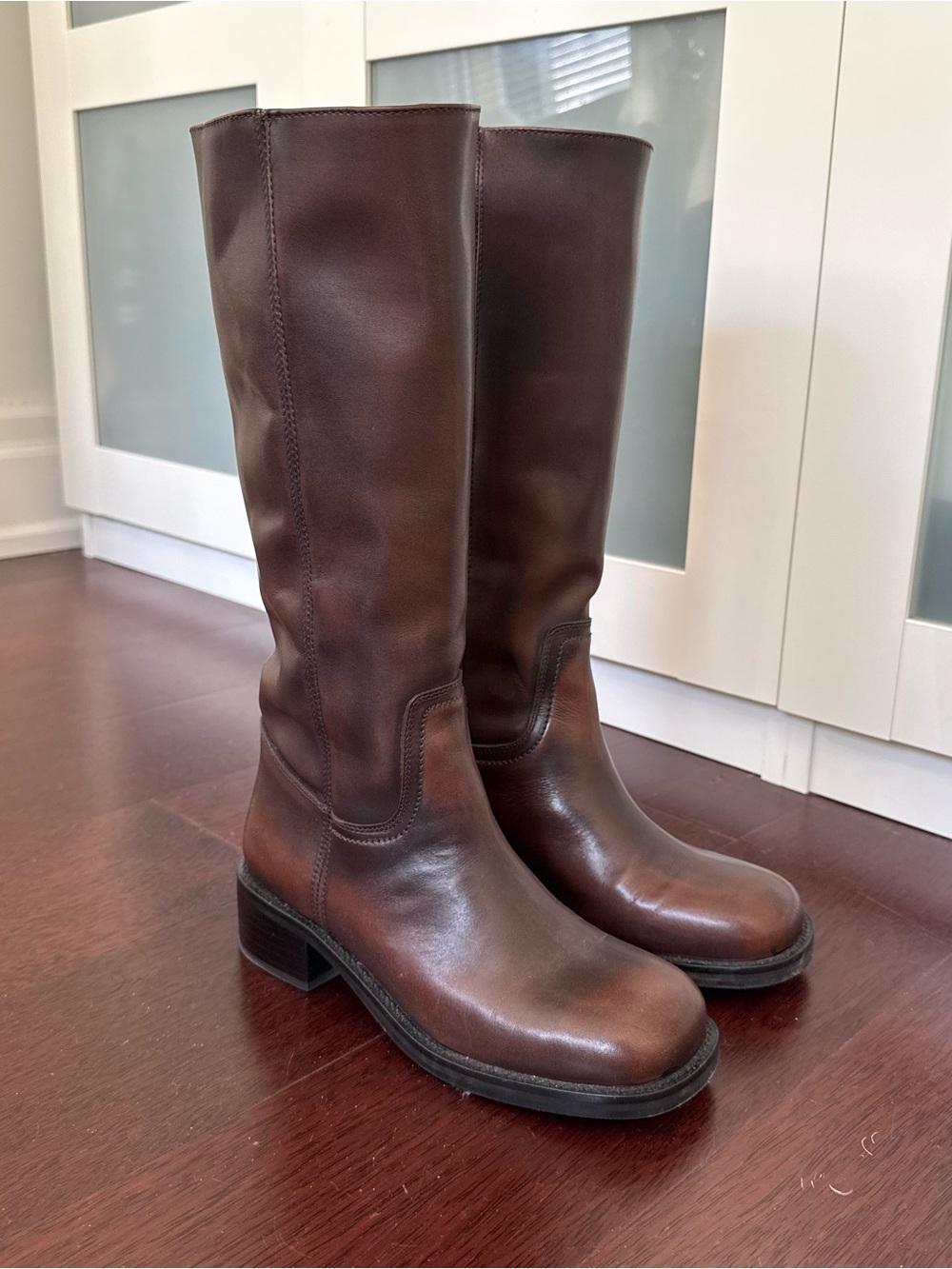 Steve Madden Riggs Brown Leather Knee-High Boots
